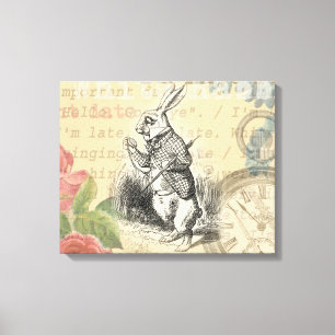 White Rabbit Alice in Wonderland Art Canvas Print