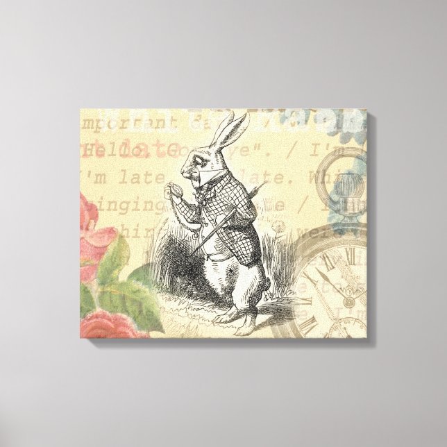 White Rabbit Alice in Wonderland Art Canvas Print (Front)
