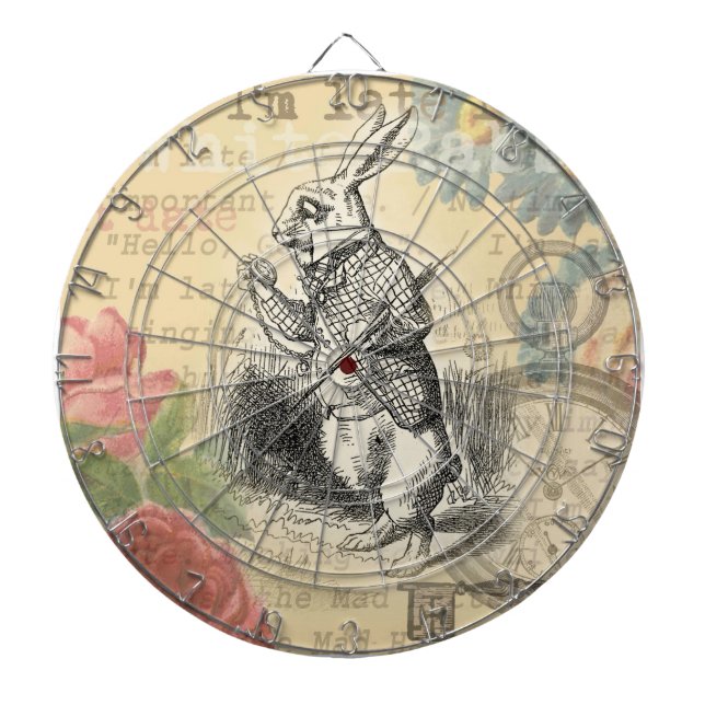 White Rabbit Alice in Wonderland Art Dartboard (Front)