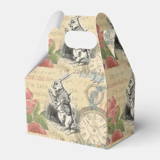 White Rabbit Alice in Wonderland Art Favor Box (Front Side)