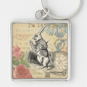 White Rabbit Alice in Wonderland Art Keychain