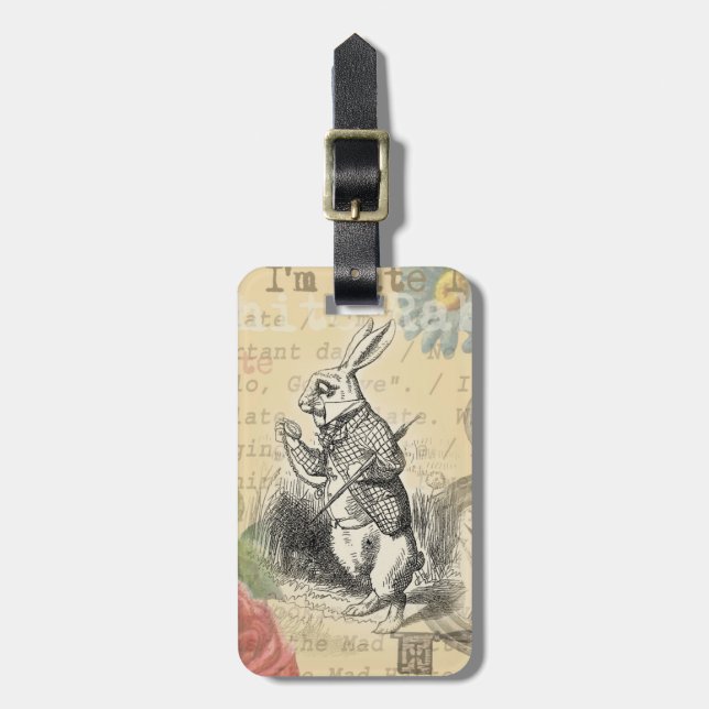 White Rabbit Alice in Wonderland Art Luggage Tag (Front Vertical)