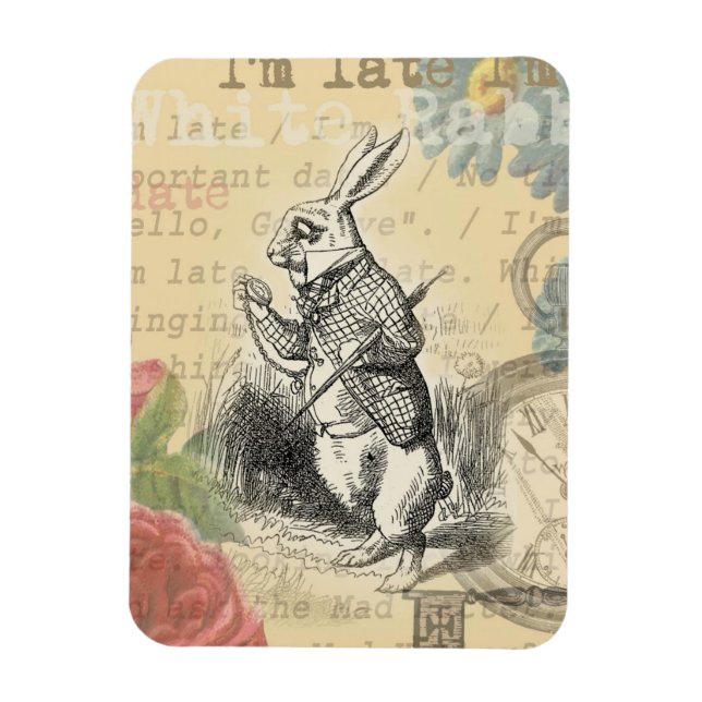 White Rabbit Alice in Wonderland Art Magnet (Vertical)
