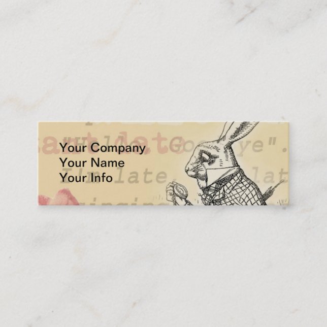 White Rabbit Alice in Wonderland Art Mini Business Card (Front)