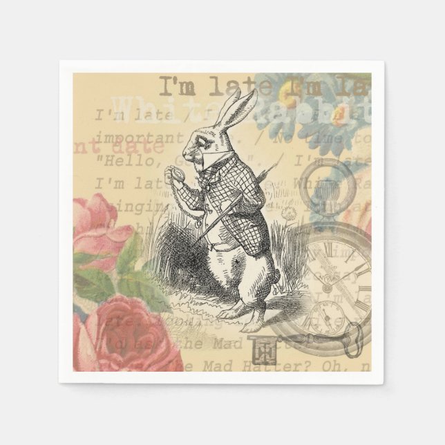 White Rabbit Alice in Wonderland Art Napkin (Front)