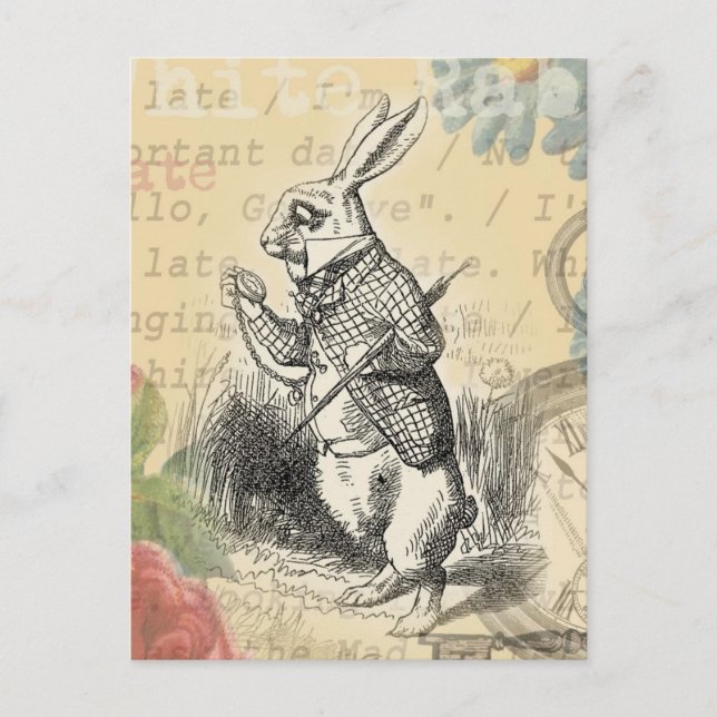 White Rabbit Alice in Wonderland Art Postcard (Front)