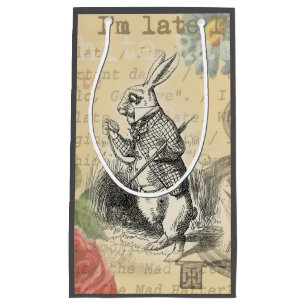 White Rabbit Alice in Wonderland Art Small Gift Bag