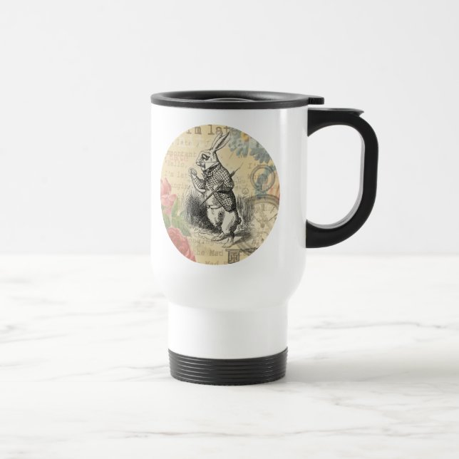 White Rabbit Alice in Wonderland Art Travel Mug (Right)
