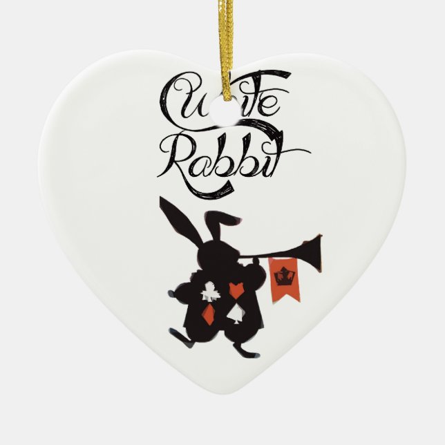 White Rabbit, Alice In Wonderland Ceramic Ornament (Front)