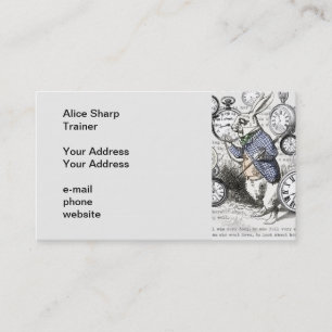 White Rabbit Alice in Wonderland Clocks Business Card