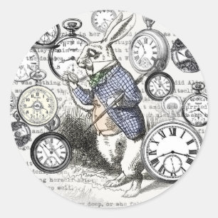 White Rabbit Alice in Wonderland Clocks Classic Round Sticker