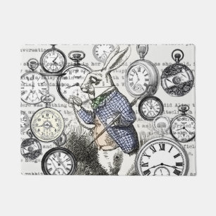 White Rabbit Alice in Wonderland Clocks Doormat
