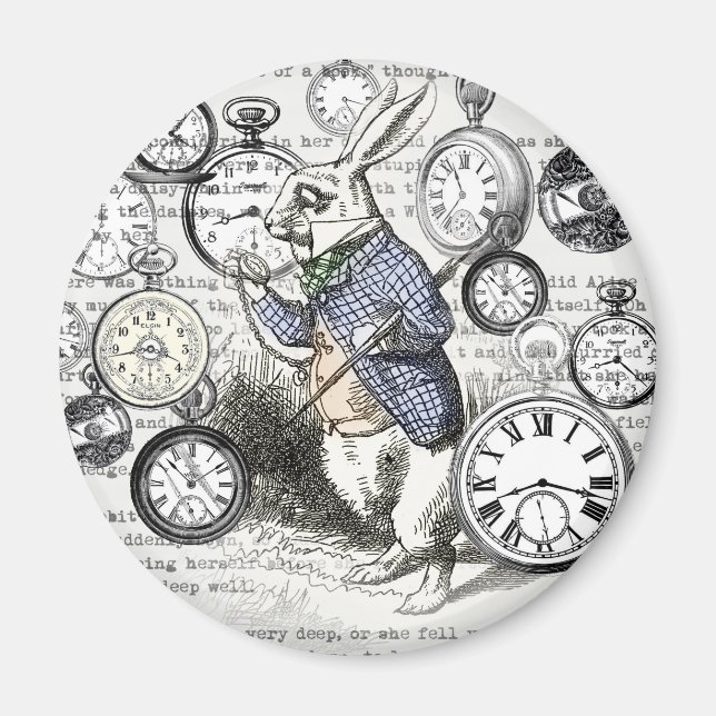 White Rabbit Alice in Wonderland Clocks Magnet (Front)