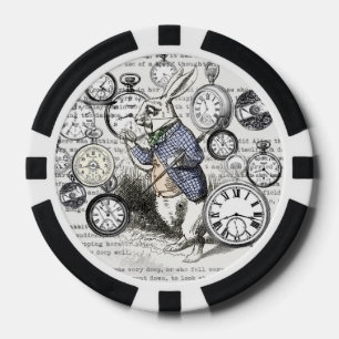 White Rabbit Alice in Wonderland Clocks Poker Chips