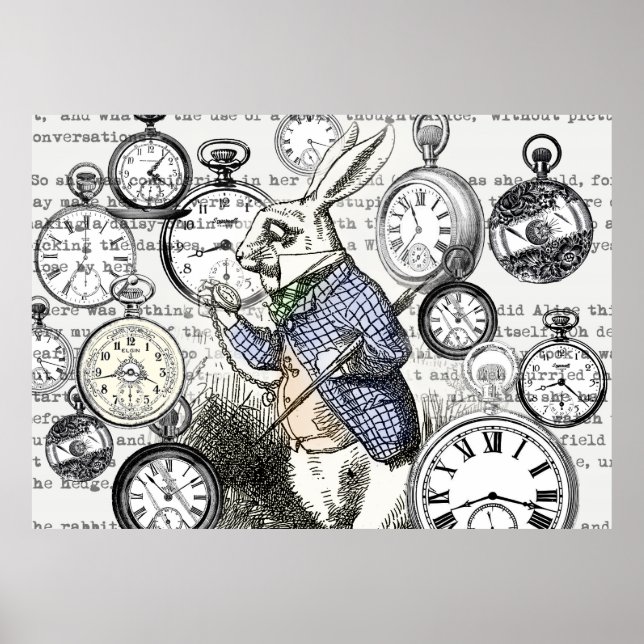 White Rabbit Alice in Wonderland Clocks Poster (Front)