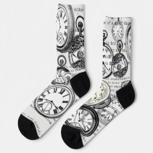 White Rabbit Alice in Wonderland Clocks Socks