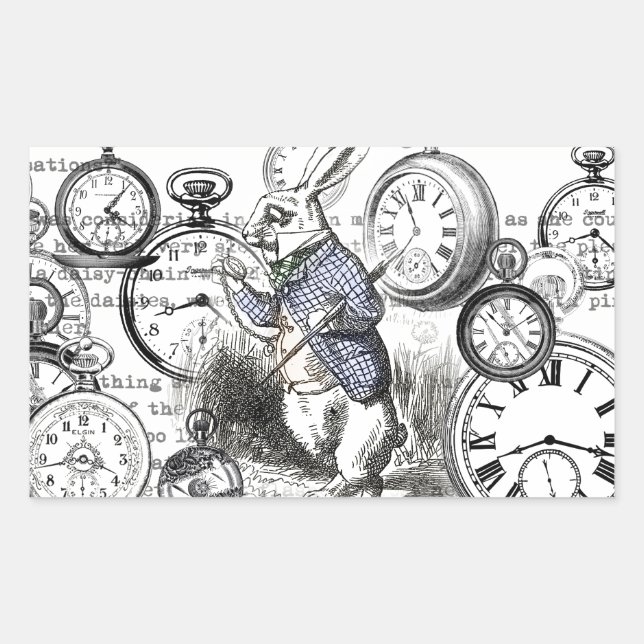 White Rabbit Alice in Wonderland Clocks Sticker (Front)