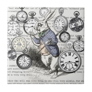 White Rabbit Alice in Wonderland Clocks Tile