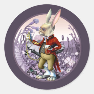White Rabbit Alice in Wonderland Easter Classic Round Sticker