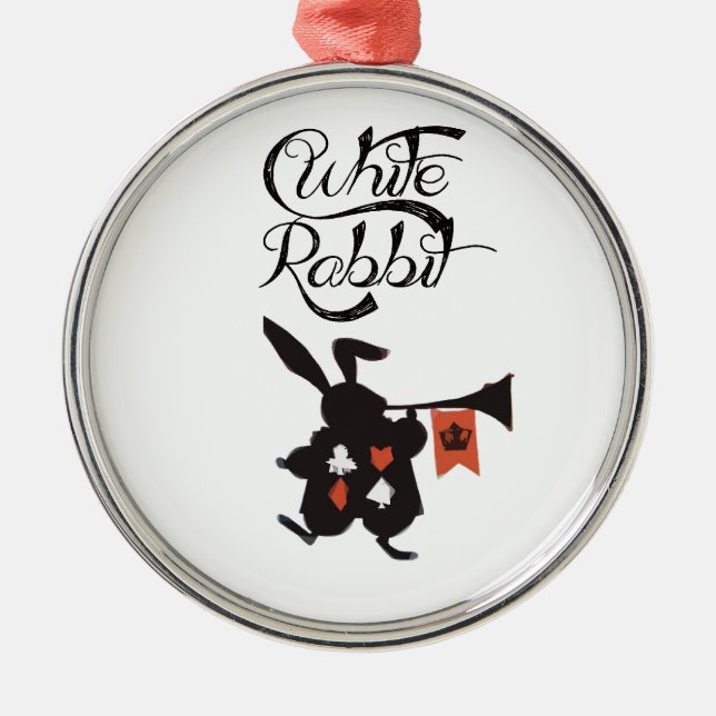 White Rabbit, Alice In Wonderland Metal Ornament (Front)