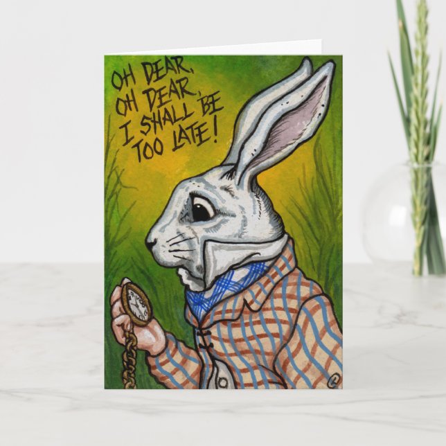 WHITE RABBIT Alice in Wonderland Note Card (Front)