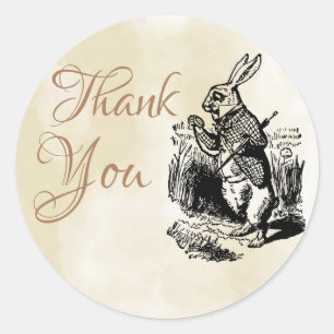 White Rabbit Alice in Wonderland Thank You Favours Classic Round Sticker