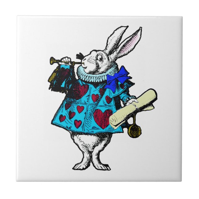 White Rabbit Alice in Wonderland Tile (Front)