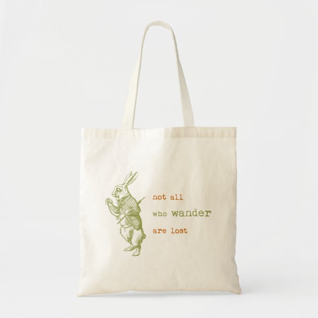 White Rabbit, Alice in Wonderland Tote Bag (Front)