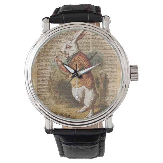 White Rabbit Alice in Wonderland Vintage Art Watch (Front)