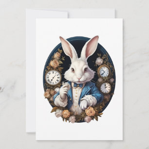 White Rabbit Alice in Wonderland Watches and roses Invitation