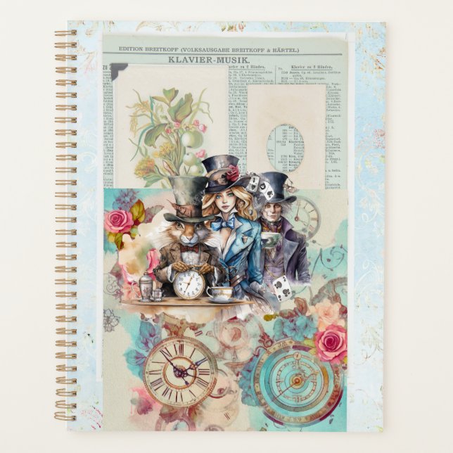 White Rabbit, Alice & Mad Hatter in Top Hats Planner (Front)