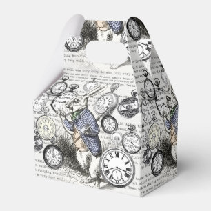 White Rabbit Alice Wonderland Clocks Art Favor Box