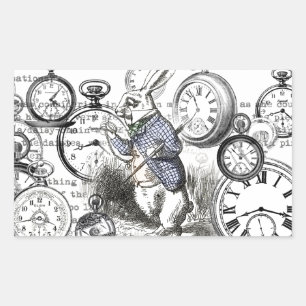 White Rabbit Alice Wonderland Clocks Art Sticker