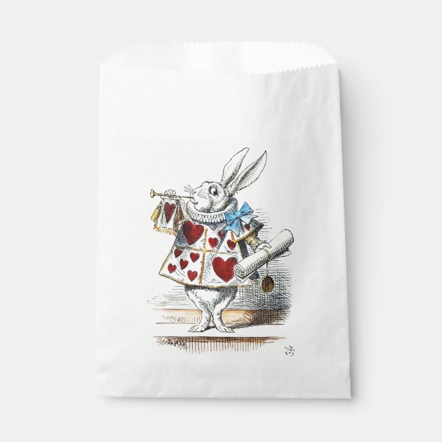 White Rabbit Alice Wonderland Hearts Favour Bag (Front)