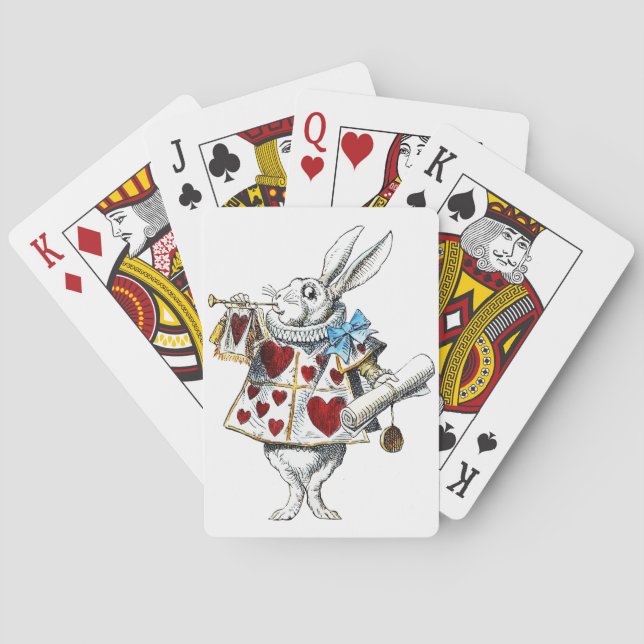 White Rabbit Alice Wonderland Hearts Playing Cards (Back)
