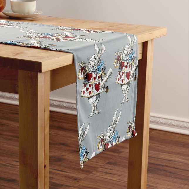 White Rabbit Alice Wonderland Hearts Short Table Runner (In Situ)