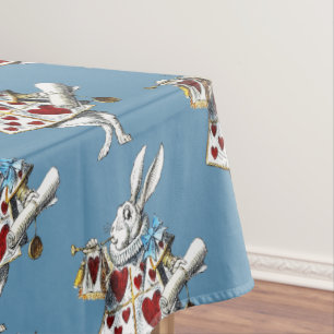 White Rabbit Alice Wonderland Hearts Tablecloth