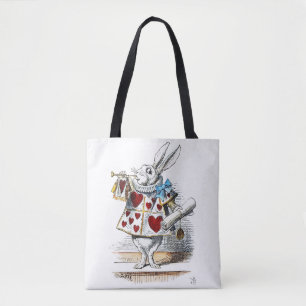 White Rabbit Alice Wonderland Hearts Tote