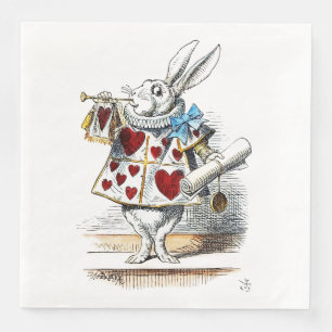 White Rabbit Alice Wonderland Hearts Tote Napkin