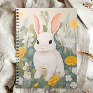 White Rabbit Among Spring Flowers Notebook