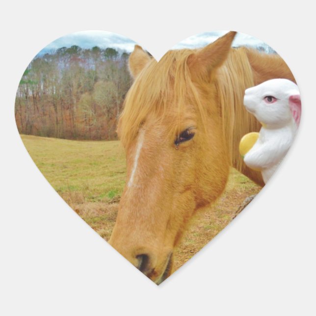 White rabbit and blonde yellow horse heart sticker (Front)