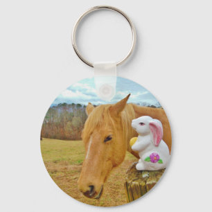 White rabbit and blonde yellow horse keychain