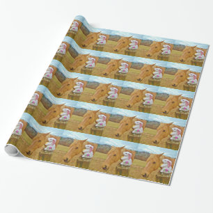 White rabbit and blonde yellow horse wrapping paper