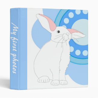 White rabbit and blue flower binder