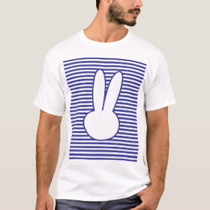 White Rabbit and Blue stripes pattern T-Shirt