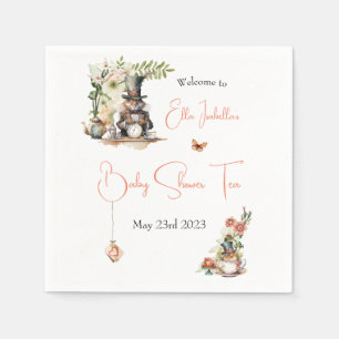 White Rabbit and Teacup mouse Baby Shower Tea Napkin