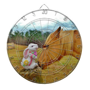 White Rabbit and Yellow Horse Dartboard