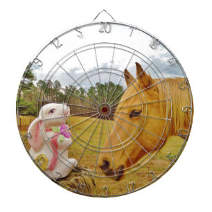 White Rabbit and Yellow Horse Dartboard