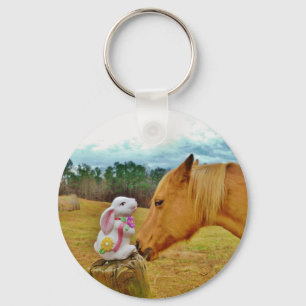 White Rabbit and Yellow Horse Keychain