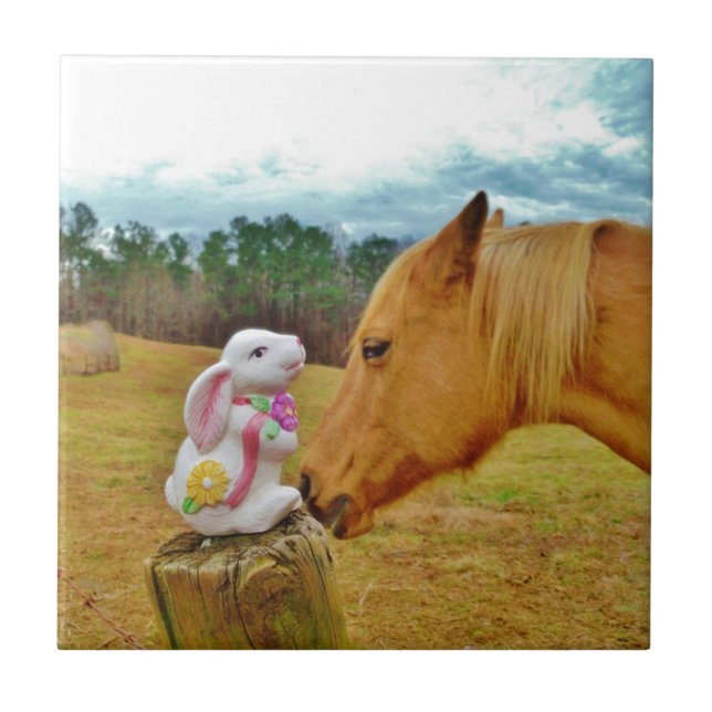 White Rabbit and Yellow Horse Tile (Front)